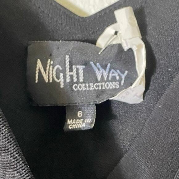 Night Way Collections Black Gray Color Block Knee Length Dress Sz 6 - Picture 3 of 3